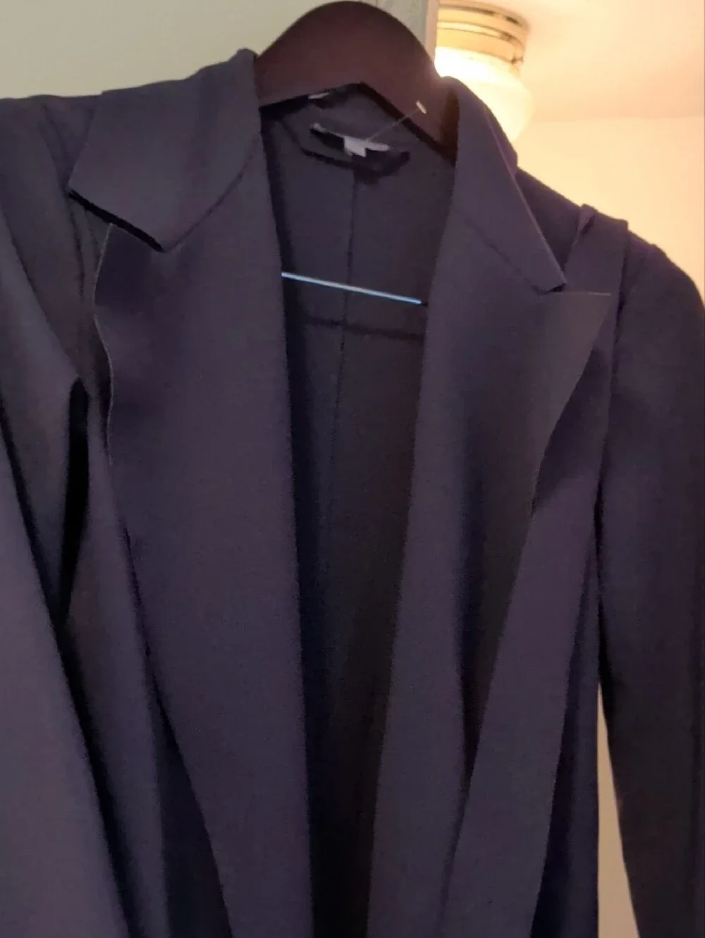 Long Navy Women's Open-Front Trench Coat